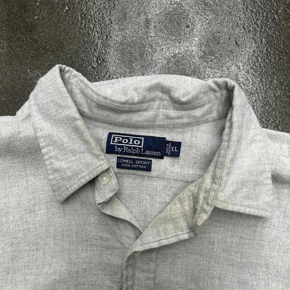 Polo Ralph Lauren‎ Shirt Mens XL Gray Lowell Sport Button Down Cotton Casual